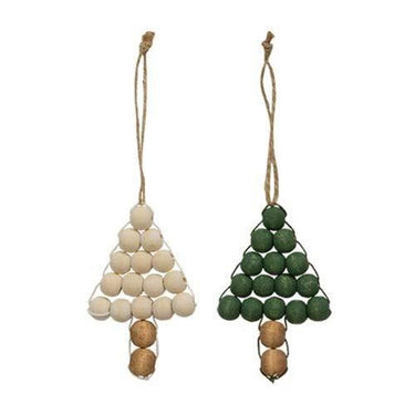 Wooden Beaded Christmas Tree Ornament 2 Asstd - The Fox Decor
